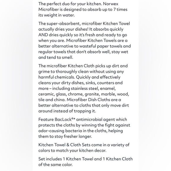 Norwex Kitchen Towel and Kitchen Cloth set of 2 Pomegranate NWOT - Picture 4 of 9